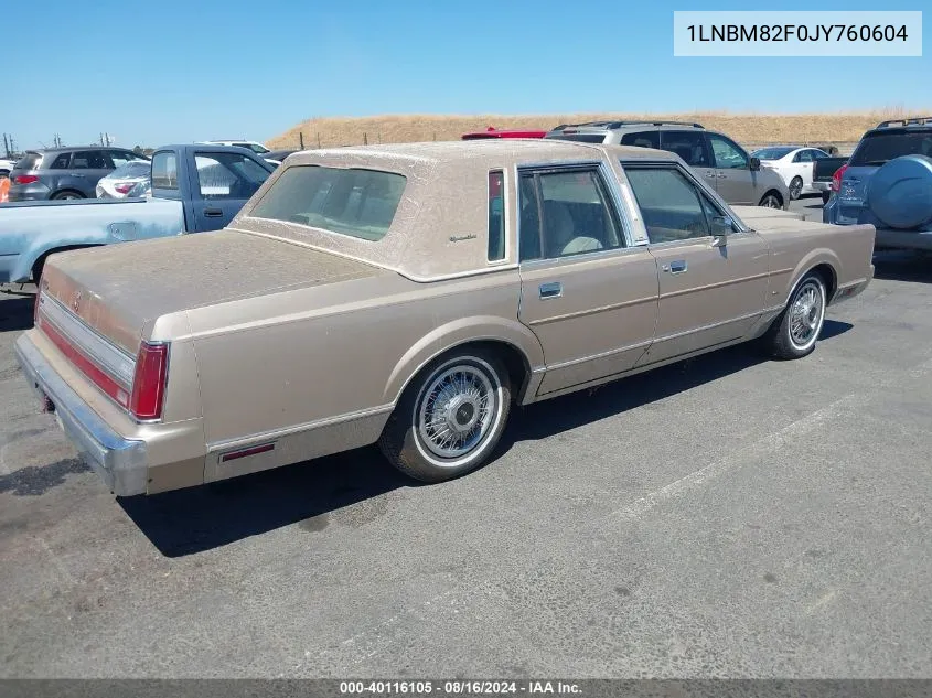 1988 Lincoln Town Car Signature VIN: 1LNBM82F0JY760604 Lot: 40116105