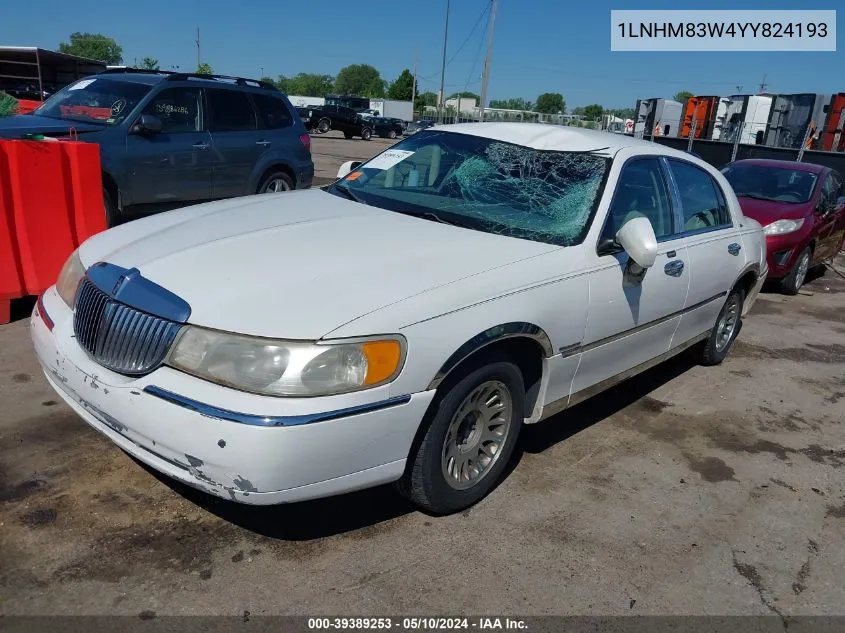 2000 Lincoln Town Car Cartier VIN: 1LNHM83W4YY824193 Lot: 39389253