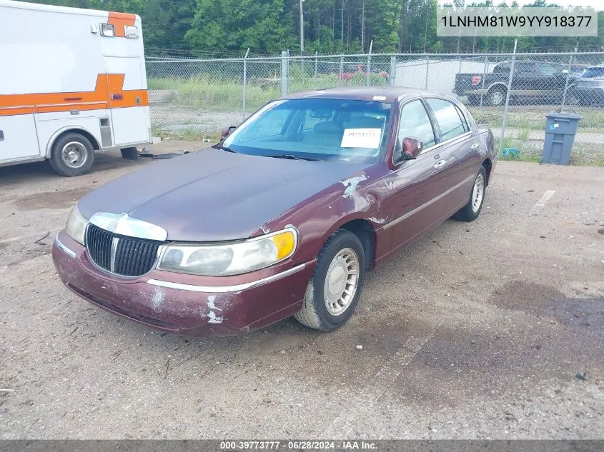 2000 Lincoln Town Car Executive VIN: 1LNHM81W9YY918377 Lot: 39773777