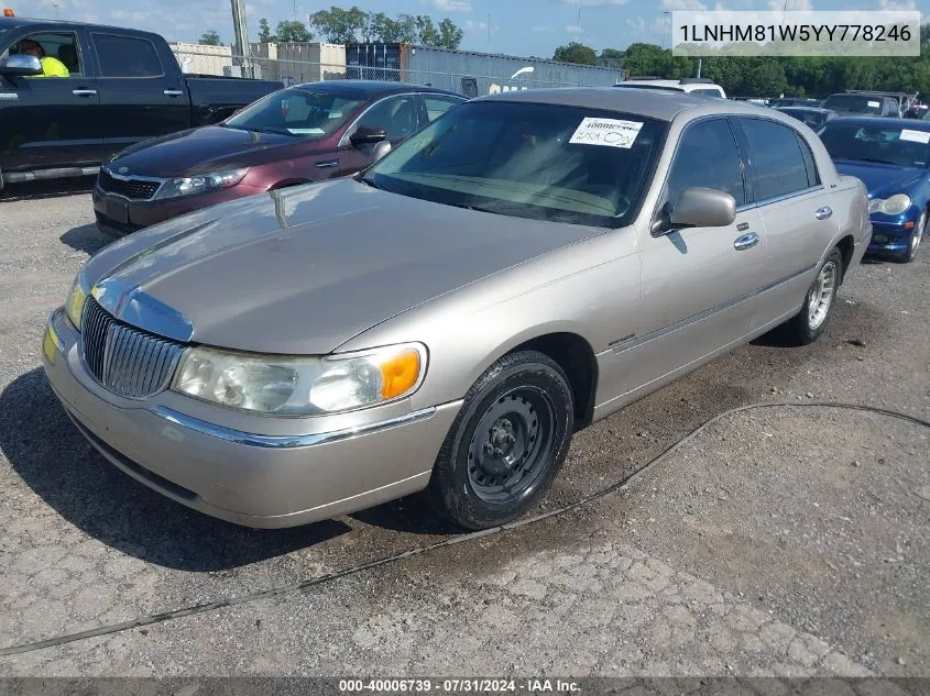 2000 Lincoln Town Car Executive VIN: 1LNHM81W5YY778246 Lot: 40006739