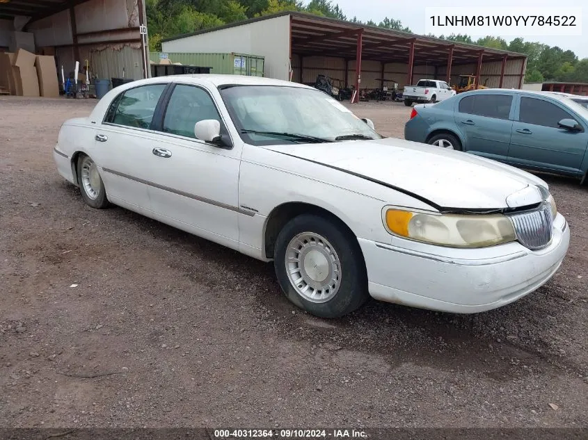 2000 Lincoln Town Car Executive VIN: 1LNHM81W0YY784522 Lot: 40312364