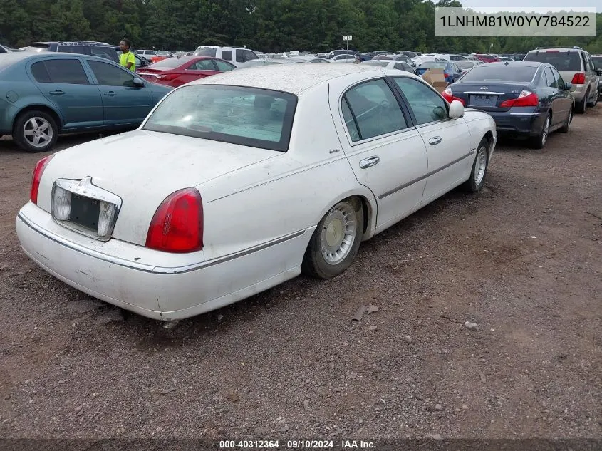 1LNHM81W0YY784522 2000 Lincoln Town Car Executive