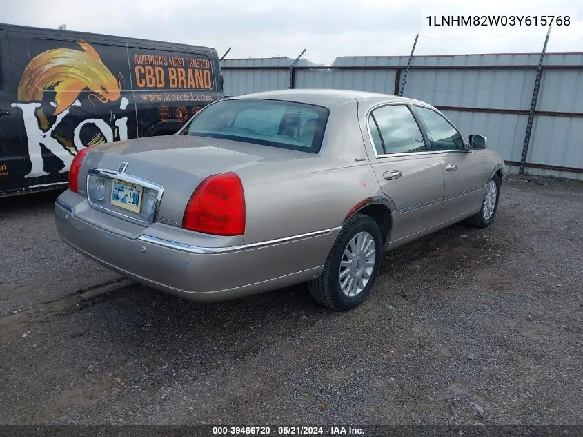 1LNHM82W03Y615768 2003 Lincoln Town Car Signature