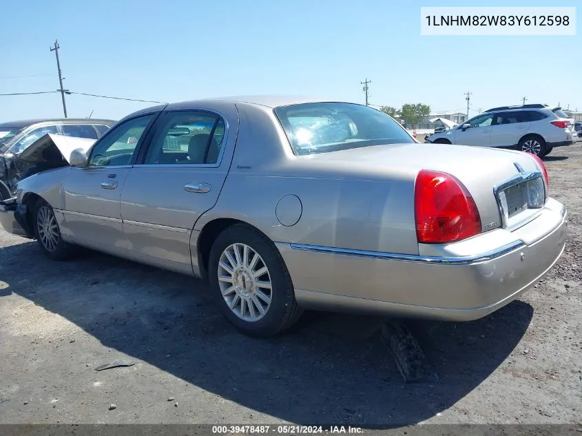 1LNHM82W83Y612598 2003 Lincoln Town Car Signature