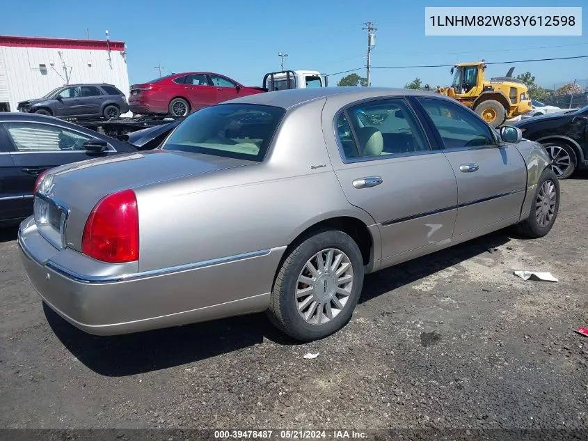 2003 Lincoln Town Car Signature VIN: 1LNHM82W83Y612598 Lot: 39478487