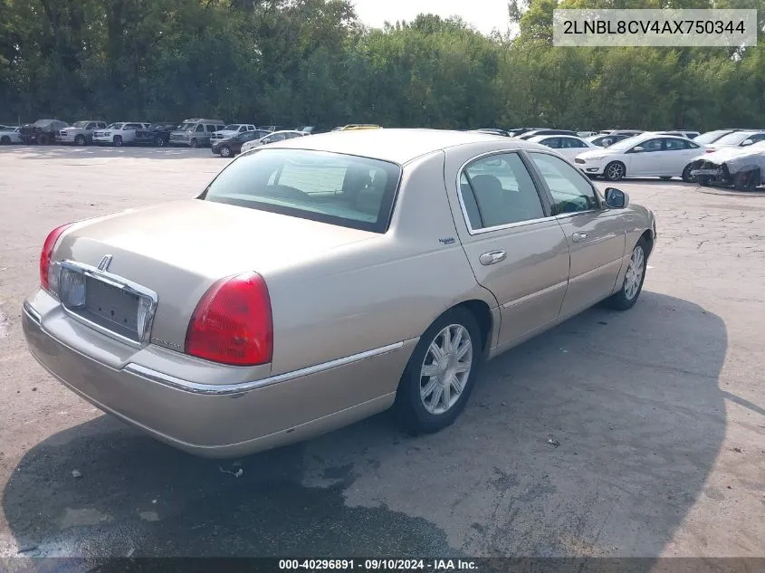 2010 Lincoln Town Car Signature Limited VIN: 2LNBL8CV4AX750344 Lot: 40296891