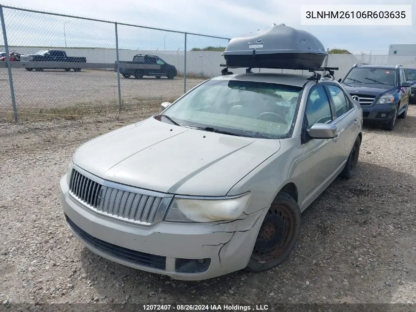 2006 Lincoln Zephyr VIN: 3LNHM26106R603635 Lot: 12072407