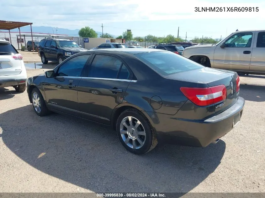 2006 Lincoln Zephyr VIN: 3LNHM261X6R609815 Lot: 39995839