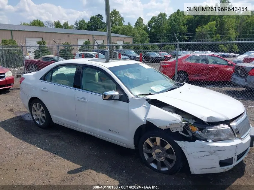 2006 Lincoln Zephyr VIN: 3LNHM26196R643454 Lot: 40110168