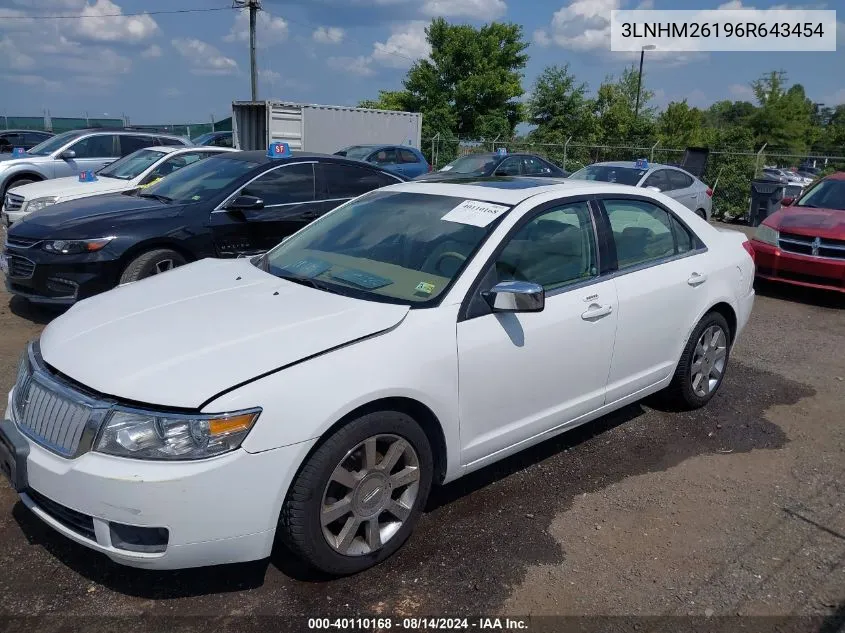 2006 Lincoln Zephyr VIN: 3LNHM26196R643454 Lot: 40110168