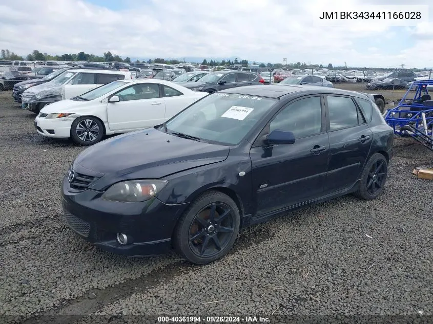 2004 Mazda Mazda3 S VIN: JM1BK343441166028 Lot: 40361994