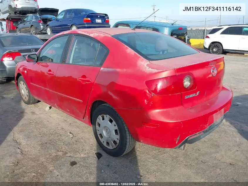 JM1BK12F341116142 2004 Mazda Mazda3 I