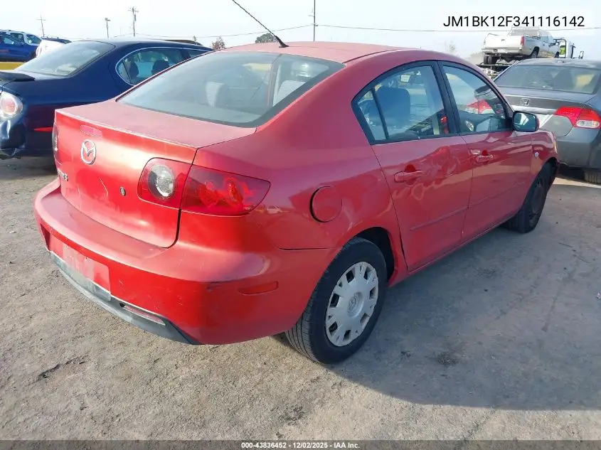 JM1BK12F341116142 2004 Mazda Mazda3 I