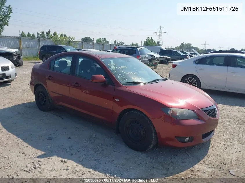 JM1BK12F661511726 2006 Mazda 3 I