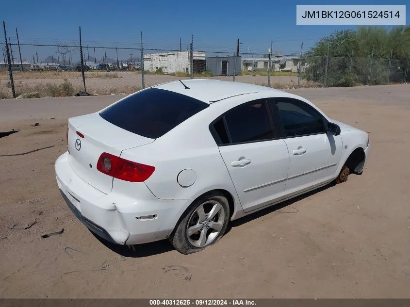 JM1BK12G061524514 2006 Mazda Mazda3 I