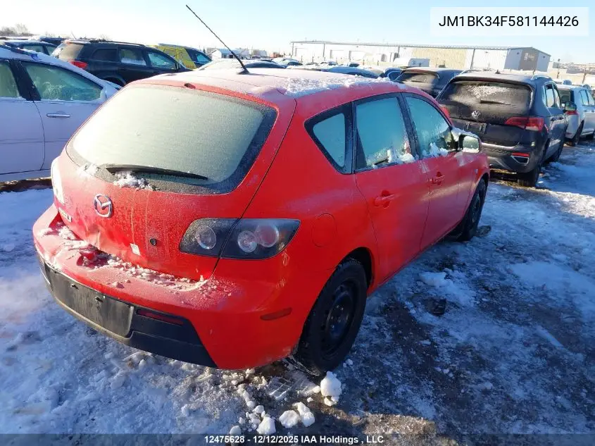 JM1BK34F581144426 2008 Mazda Mazda3