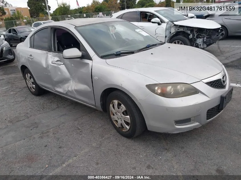 2008 Mazda Mazda3 I Sport VIN: JM1BK32G481781559 Lot: 40356427