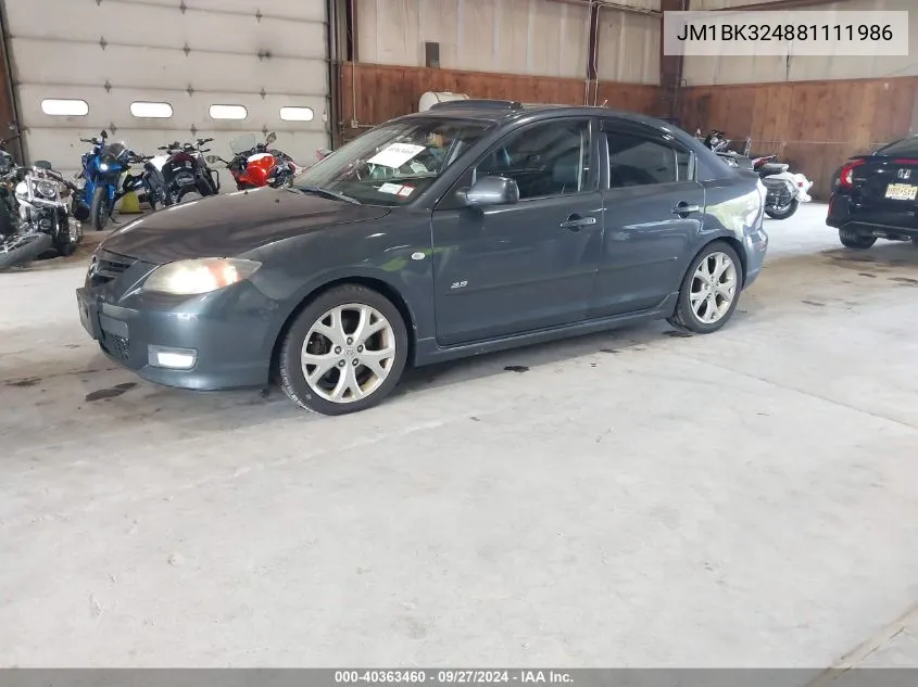 2008 Mazda Mazda3 S Grand Touring VIN: JM1BK324881111986 Lot: 40363460