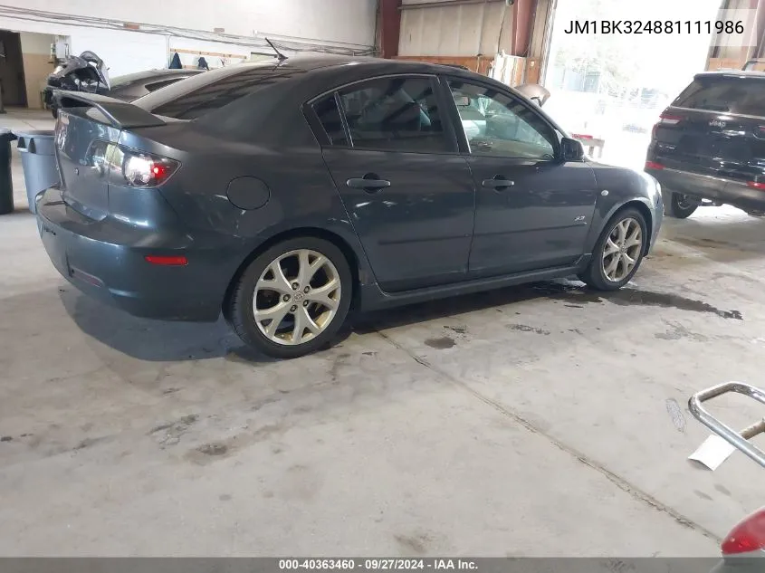 2008 Mazda Mazda3 S Grand Touring VIN: JM1BK324881111986 Lot: 40363460