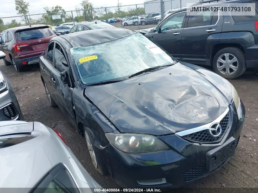 JM1BK12F481793108 2008 Mazda Mazda3 I