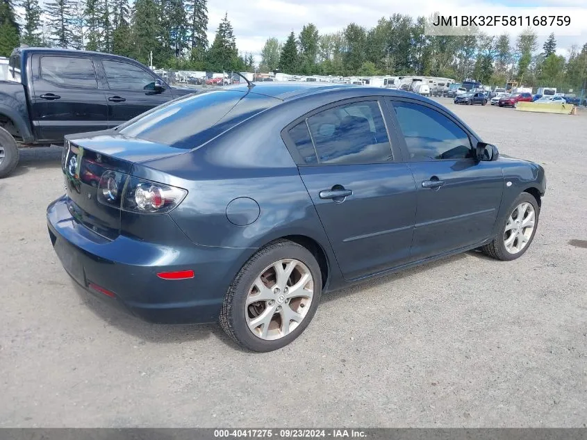 JM1BK32F581168759 2008 Mazda Mazda3 I Touring Value