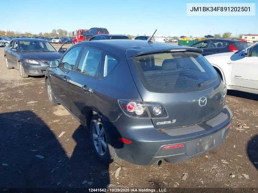 JM1BK34F891202501 2009 Mazda Mazda3 Gx
