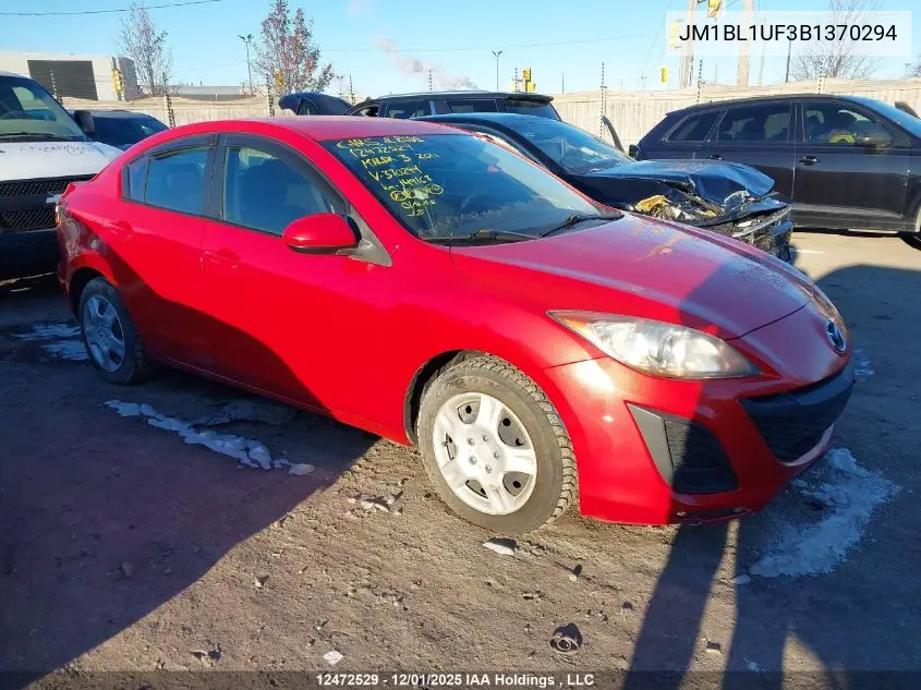 JM1BL1UF3B1370294 2011 Mazda Mazda3 Gx