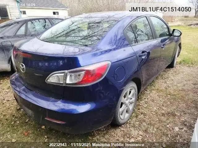 JM1BL1UF4C1514050 2012 Mazda 3 Mazda Gx