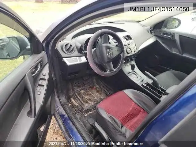 JM1BL1UF4C1514050 2012 Mazda 3 Mazda Gx