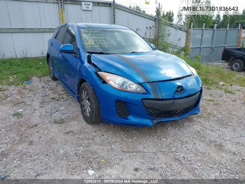 2013 Mazda Mazda3 VIN: JM1BL1L73D1836643 Lot: 12093210