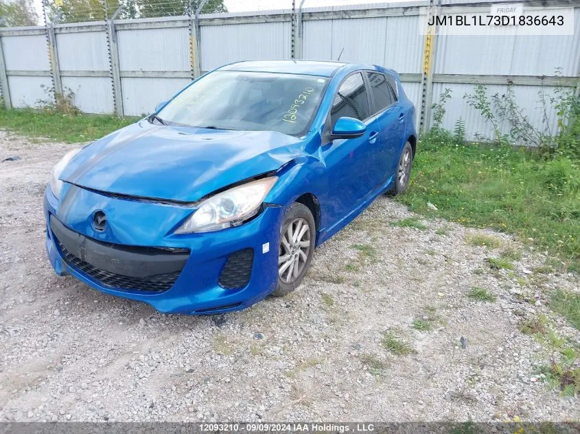 2013 Mazda Mazda3 VIN: JM1BL1L73D1836643 Lot: 12093210