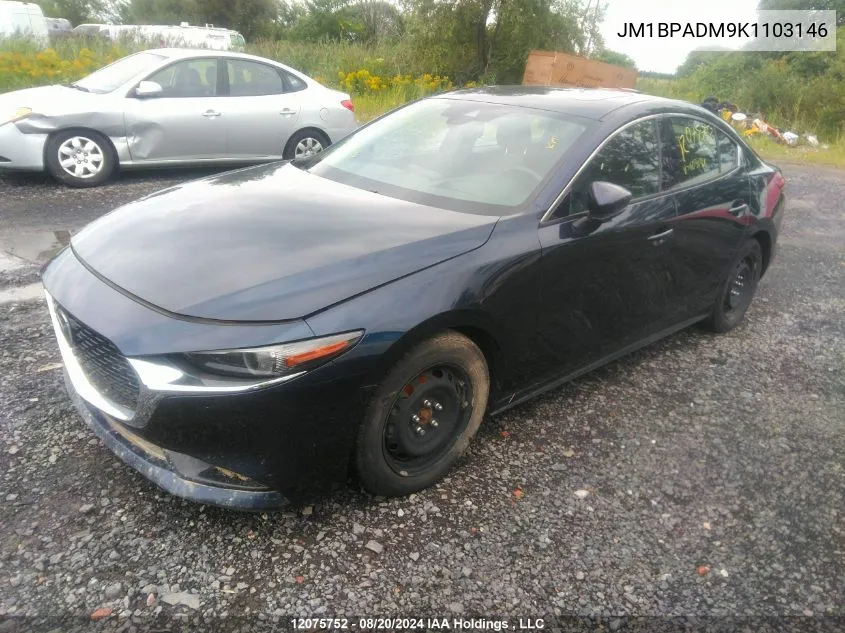 2019 Mazda 3 Preferred VIN: JM1BPADM9K1103146 Lot: 12075752