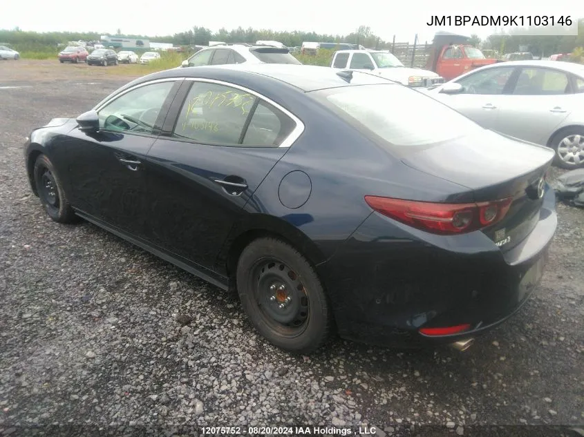 2019 Mazda 3 Preferred VIN: JM1BPADM9K1103146 Lot: 12075752