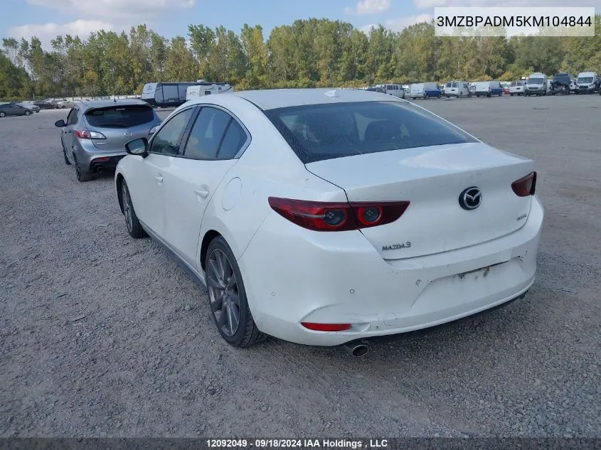 2019 Mazda Mazda3 VIN: 3MZBPADM5KM104844 Lot: 12092049