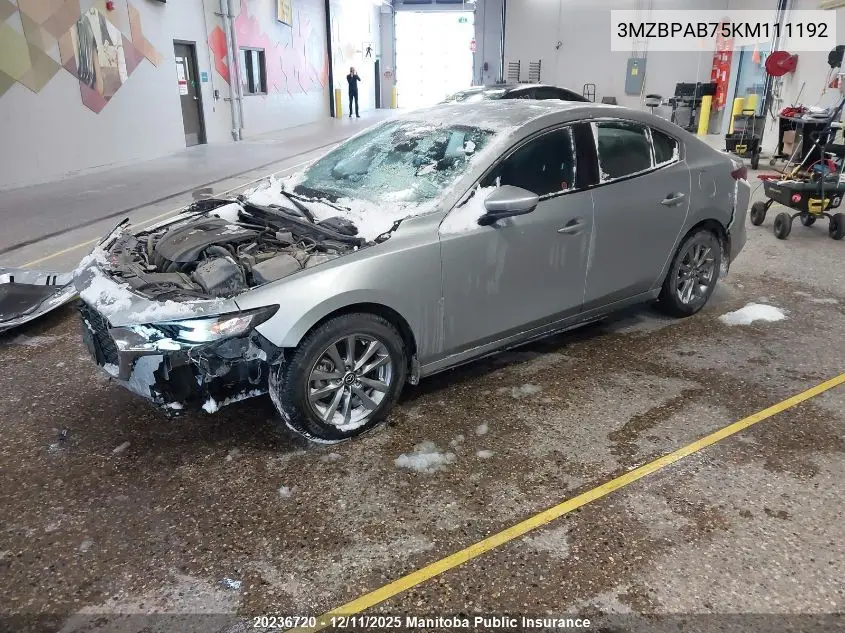 3MZBPAB75KM111192 2019 Mazda Mazda3 Gx