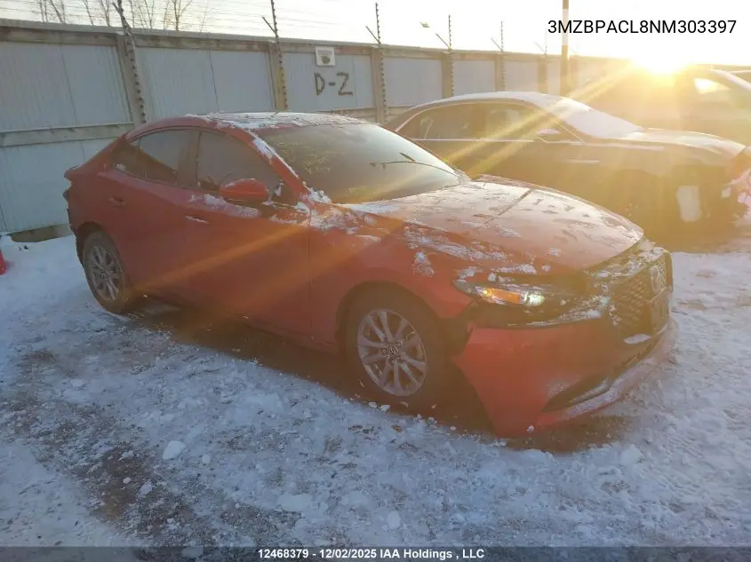 3MZBPACL8NM303397 2022 Mazda Mazda3 Gs