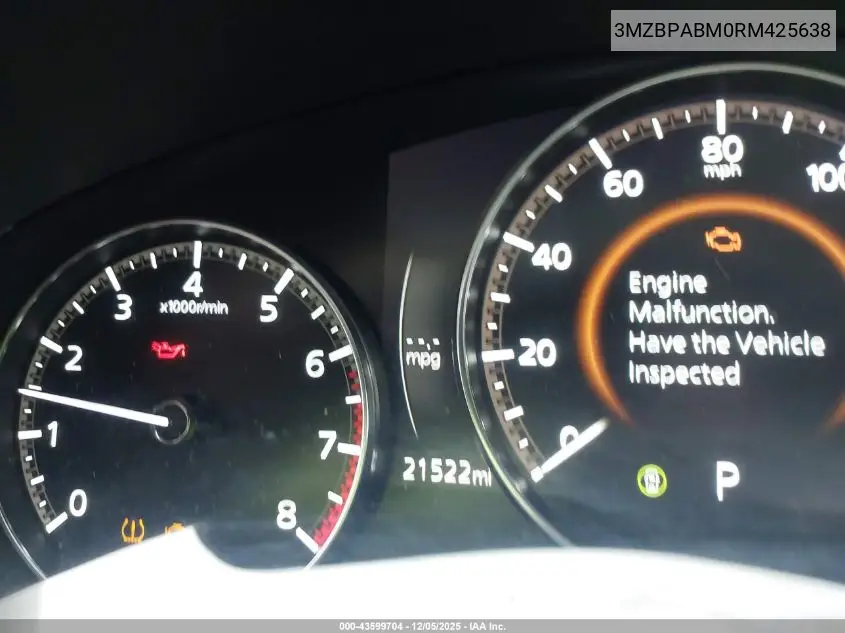 3MZBPABM0RM425638 2024 Mazda Mazda3 2.5 S Select Sport