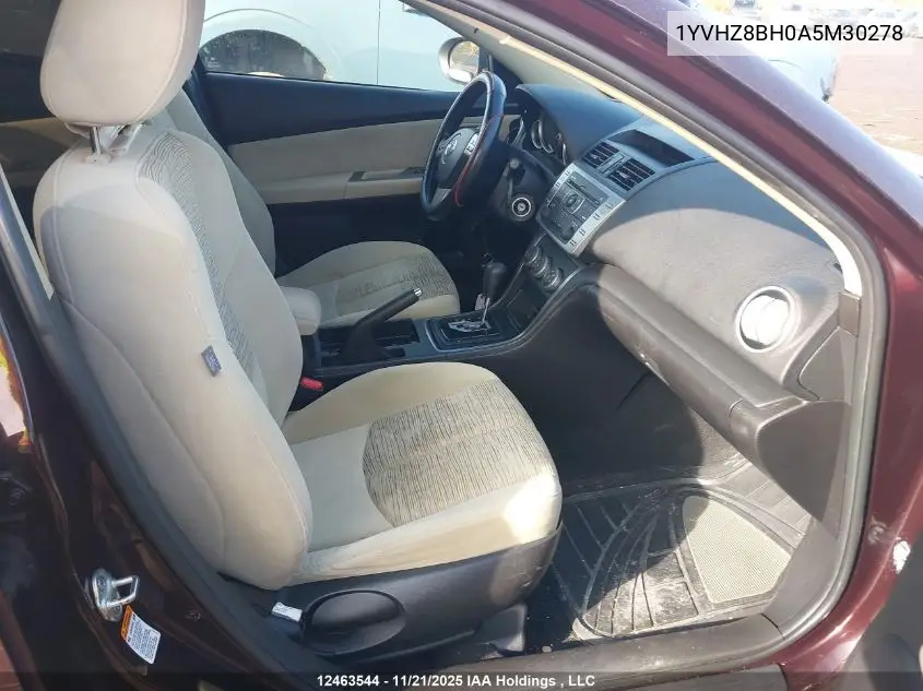1YVHZ8BH0A5M30278 2010 Mazda Mazda6 Gs-I4