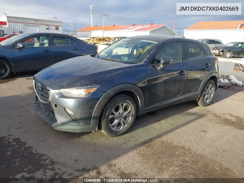 JM1DKDC7XK0402669 2019 Mazda Cx-3 Gs