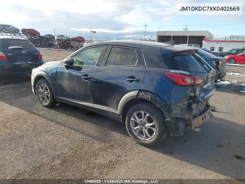 JM1DKDC7XK0402669 2019 Mazda Cx-3 Gs