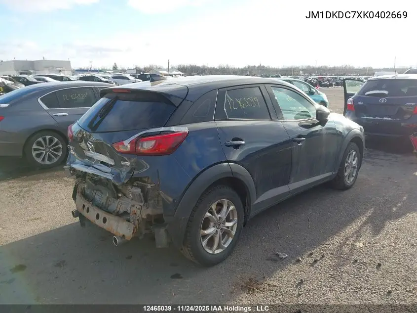 JM1DKDC7XK0402669 2019 Mazda Cx-3 Gs