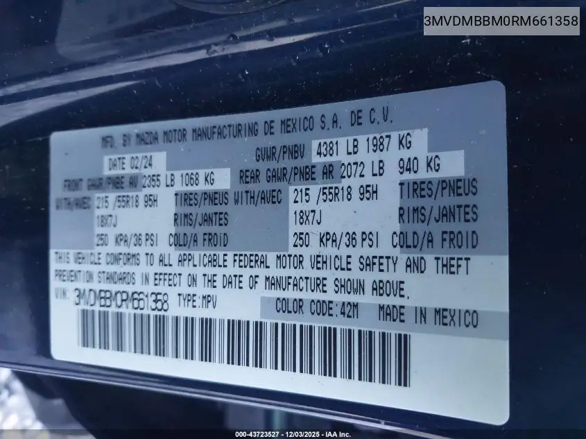 3MVDMBBM0RM661358 2024 Mazda Cx-30 2.5 S Select Sport