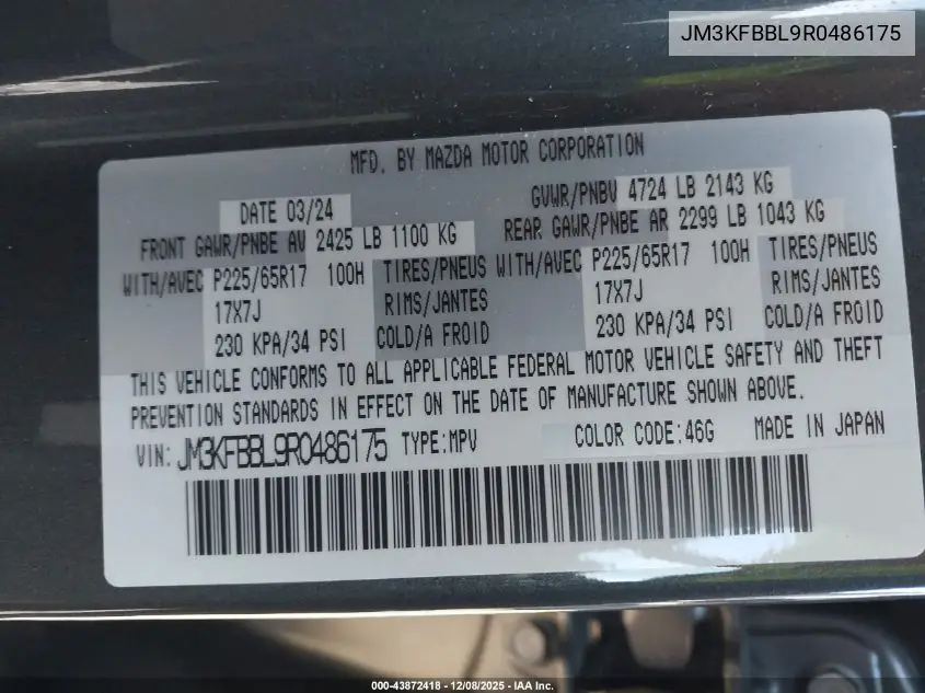 JM3KFBBL9R0486175 2024 Mazda Cx-5 2.5 S Select