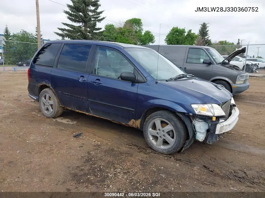 2003 Mazda Mpv Wagon VIN: JM3LW28J330360752 Lot: 30090442