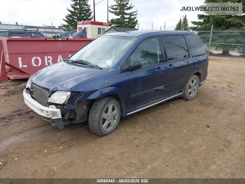 2003 Mazda Mpv Wagon VIN: JM3LW28J330360752 Lot: 30090442