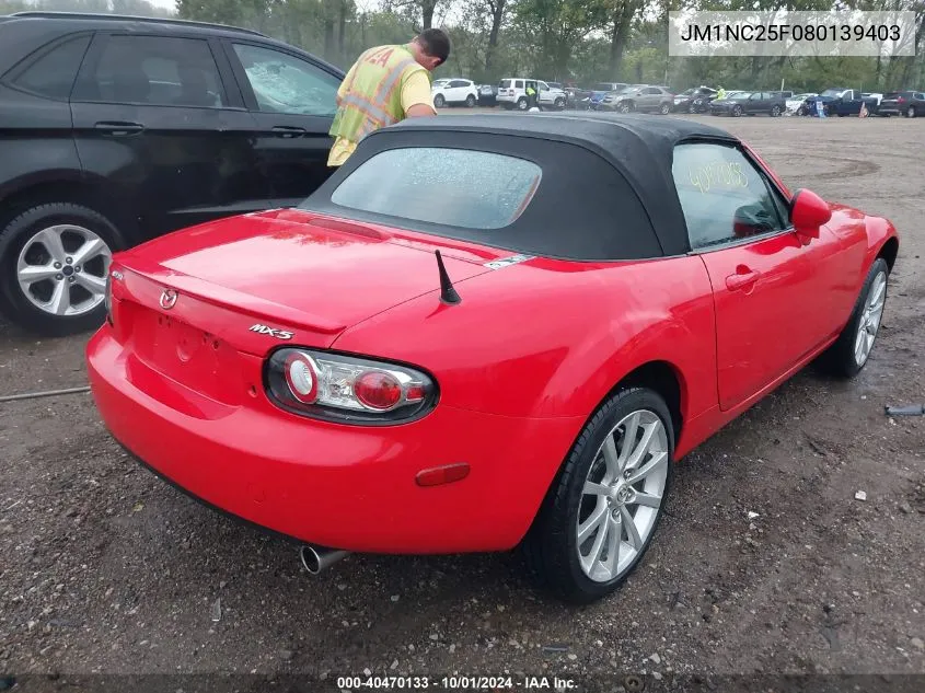 2008 Mazda Mx-5 Miata VIN: JM1NC25F080139403 Lot: 40470133