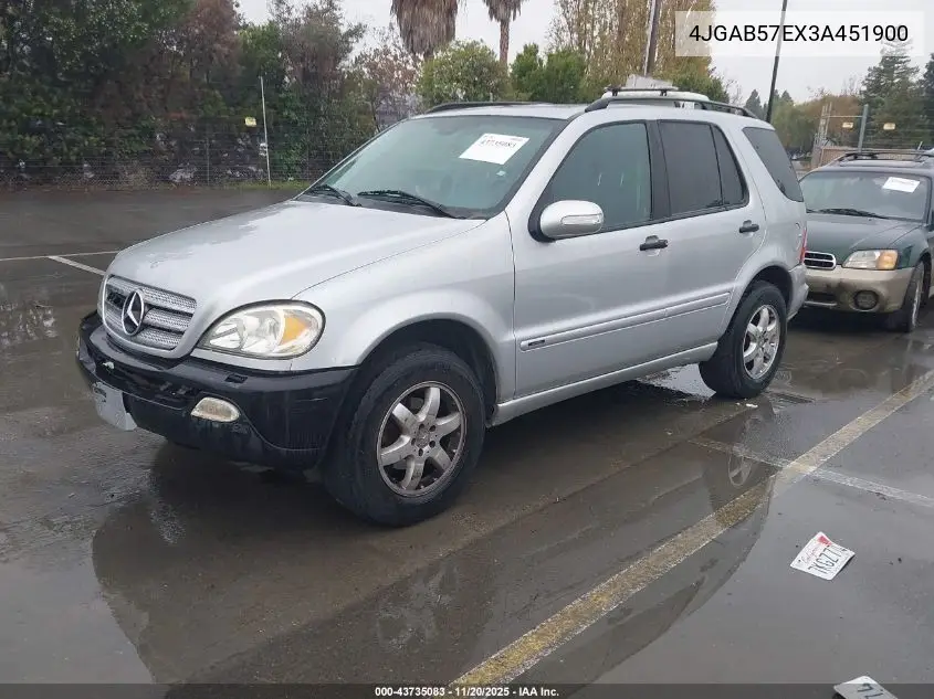 4JGAB57EX3A451900 2003 Mercedes-Benz Ml 350
