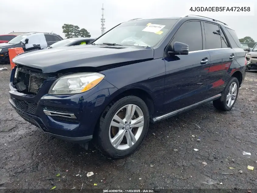 4JGDA0EB5FA472458 2015 Mercedes-Benz Ml 250 Bluetec 4Matic