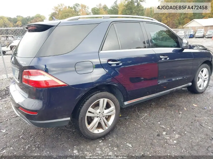 4JGDA0EB5FA472458 2015 Mercedes-Benz Ml 250 Bluetec 4Matic