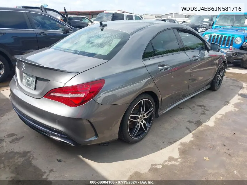 2018 Mercedes-Benz Cla 250 VIN: WDDSJ4EB6JN581716 Lot: 39904166